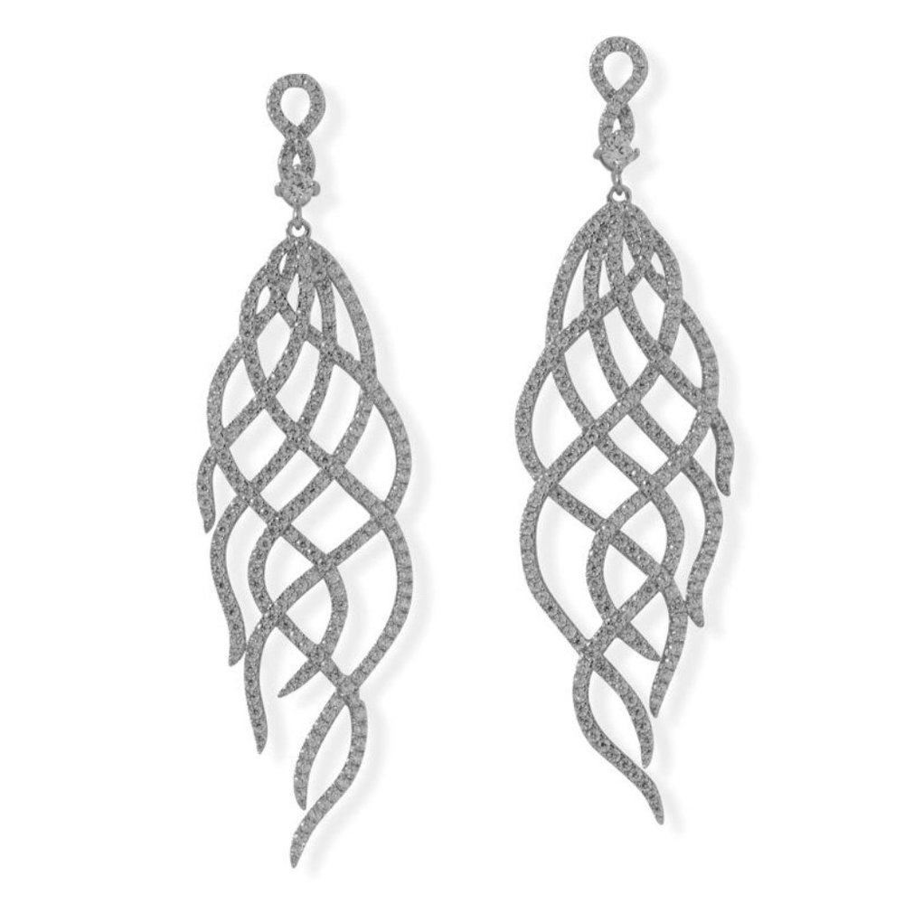 CZ Swirl Drop Earrings